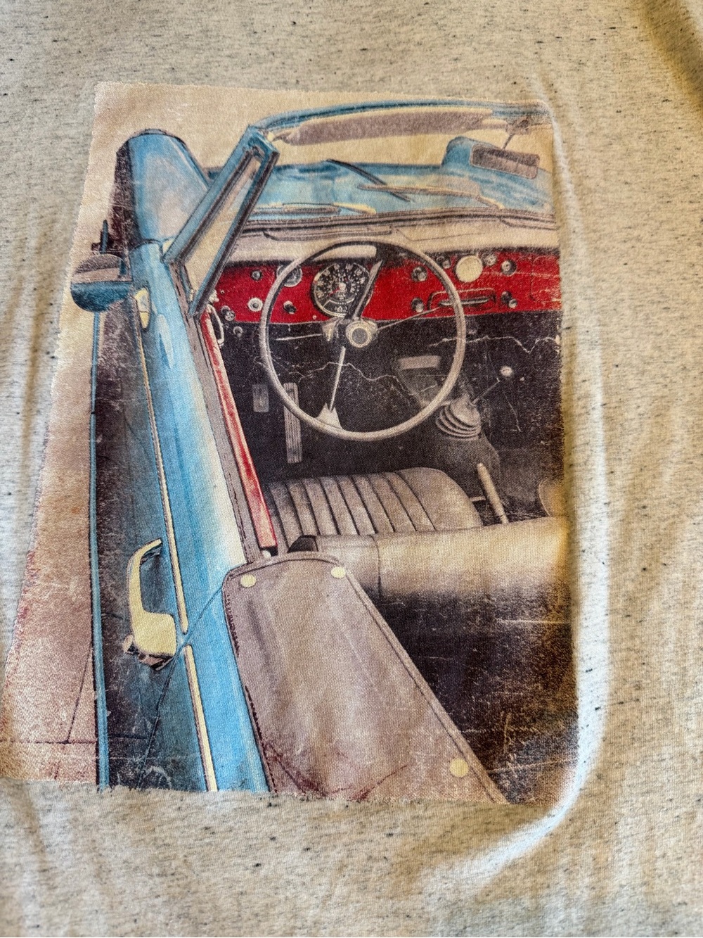 Banana Republic Graphic Tee Men’s L Gray Car Print Cotton Crew Neck T-Shirt
